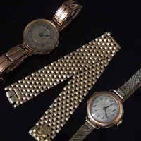 Lot 365 - Two wristwatches and a yellow metal bracelet.