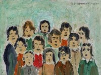 Lot 387 - G.S. Bennett, Family Group, oil