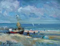 Lot 393 - Michael d'Aguilar, Au Bord de La Mer, oil