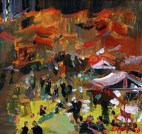 Lot 396 - Frederick England, The Old Market Place, Leek, acrylic