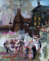 Lot 398 - Frederick England, Off to the Vale and Potters in the Yard, Football, acrylic (2)