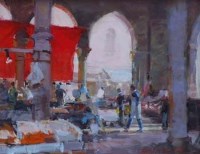Lot 406 - Gordon Radford, Venetian Fish Market, oil