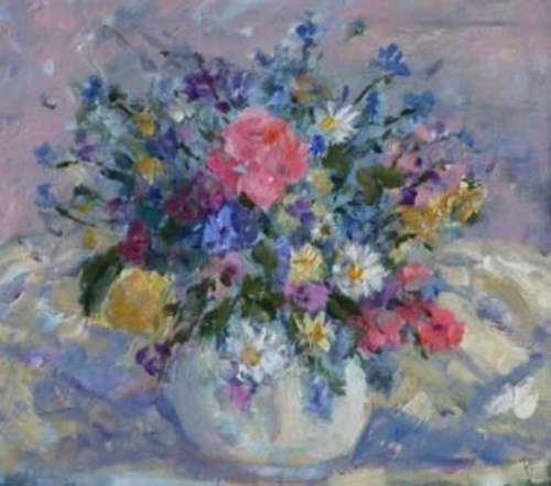 Lot 415 - Molly Broughton Bailey, Summer Flowers, oil