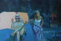 Lot 430 - Don McKinlay, The Artist and Jani, oil