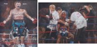 Lot 440 - Stephen Wild, Ricky Hatton fighting Floyd Merryweather, oil (2).