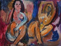 Lot 445 - J.L. Isherwood, Nude figures, oil