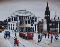 Lot 451 - Bob Jones, Manchester Central Library, after Delaney, oil