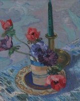 Lot 469 - Robin Wallace, The Green Candle, oil
