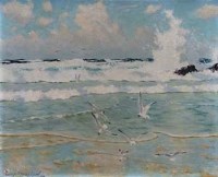 Lot 478 - George F. Bradshaw, Cornish coastal view, oil