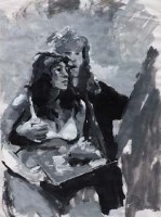 Lot 540 - Robert O. Lenkiewicz, The Painter with Model, gouache