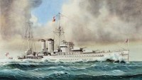 Lot 547 - John Shimmin HMS Exeter at sea watercolour