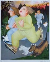 Lot 557 - After Beryl Cook, The Joggers on the Hoe, signed print
