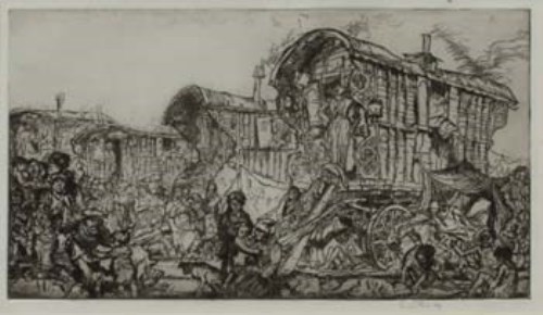 Lot 562 - Frank Brangwyn, Caravans, signed etching