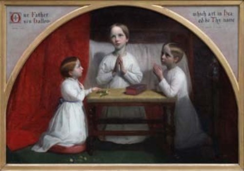Lot 573 - Alfred Sheldon Williams, Kneeling children, oil