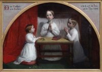 Lot 573 - Alfred Sheldon Williams, Kneeling children, oil