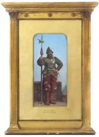Lot 582 - Style of Sir John Everett Millais, The Man at Arms, oil