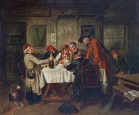 Lot 583 - Mark William Langlois, Tavern interior scene, oil on canvas