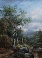 Lot 587 - William Henry Mander, Rural view with figure fishing, oil