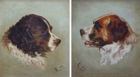 Lot 594 - L.C., 19th century, Dog portraits, oil (2)