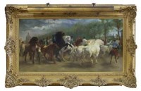 Lot 600 - After Rosa Bonheur, The Horse Fair, oil