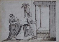 Lot 606 - English School, 18th century, Three humorous drawings (3)