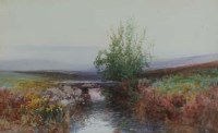Lot 611 - F.J. Widgery, Fernworthy Bridge, Dartmoor, gouache