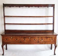 Lot 649 - Oak and crossbanded dresser with plate rack.