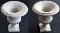 Lot 656 - Pair of white marble campana garden urns
