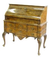 Lot 663 - George I style figured walnut bureau circa 1930