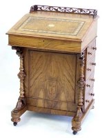 Lot 669 - Victorian walnut Davenport desk