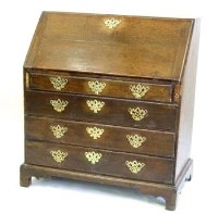 Lot 677 - Mid 18th Century oak bureau