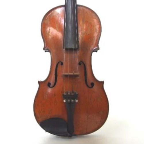 Lot 43 - Violin, probably German, with two piece flamed