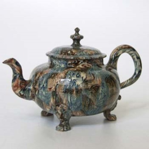 Lot 117 - Staffordshire Agate ware teapot circa 1750