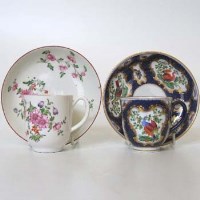 Lot 131 - Worcester coffee cup and saucer and a Samson cup and saucer in the style of Worcester