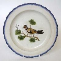 Lot 144 - Pearlware plate painted with a bird