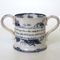 Lot 148 - Staffordshire frog mug   printed with Odd Fellow