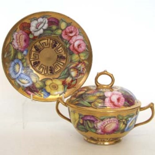 Lot 154 - Coalport lidded twin handled bowl and stand circa