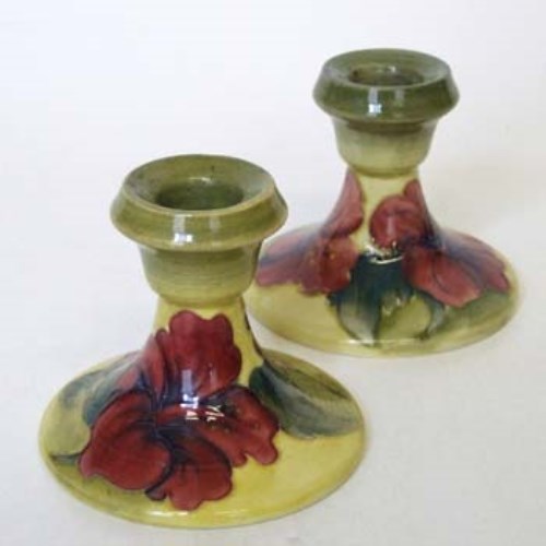 Lot 206 - Pair of Moorcroft candlesticks.