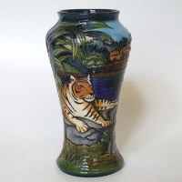 Lot 215 - Moorcroft tiger vase.