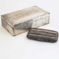 Lot 298 - Silver cigar case and a cigarette box.