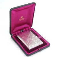 Lot 332 - Engraved silver card and stamp case (boxed).
