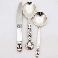Lot 345 - George Jensen silver knife and two spoons (3)