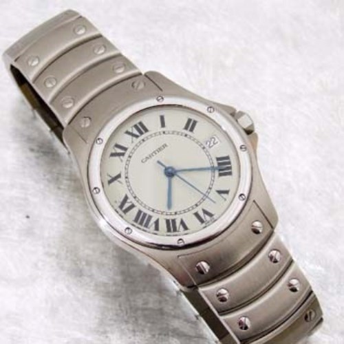 Lot 419 - Cartier automatic man's stainless watch.