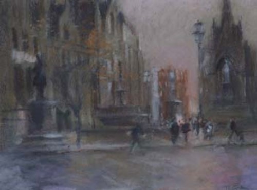 Lot 513 - Marc Grimshaw, Manchester Town Hall and St Anne's Square, Manchester, pastel (2)