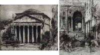 Lot 619 - Hedley Fitton, Continental street scenes, etchings (3)