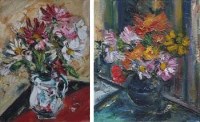 Lot 5 - J.L. Isherwood, Autumn Flowers and Simplicity, oil (2)