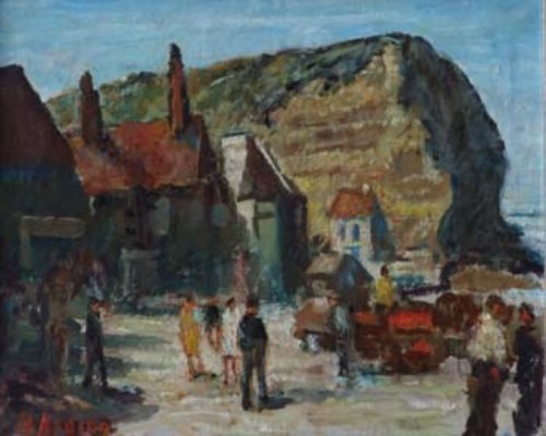 Lot 32 - Harold Riding, Sunshine at Staithes, oil
