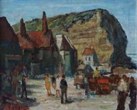 Lot 32 - Harold Riding, Sunshine at Staithes, oil