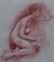 Lot 67 - Bohuslav Barlow, Nude, red chalk