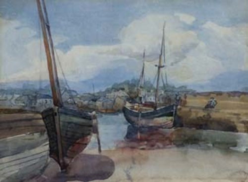 Lot 70 - H.H.G., 20th century, Harbour view, watercolour